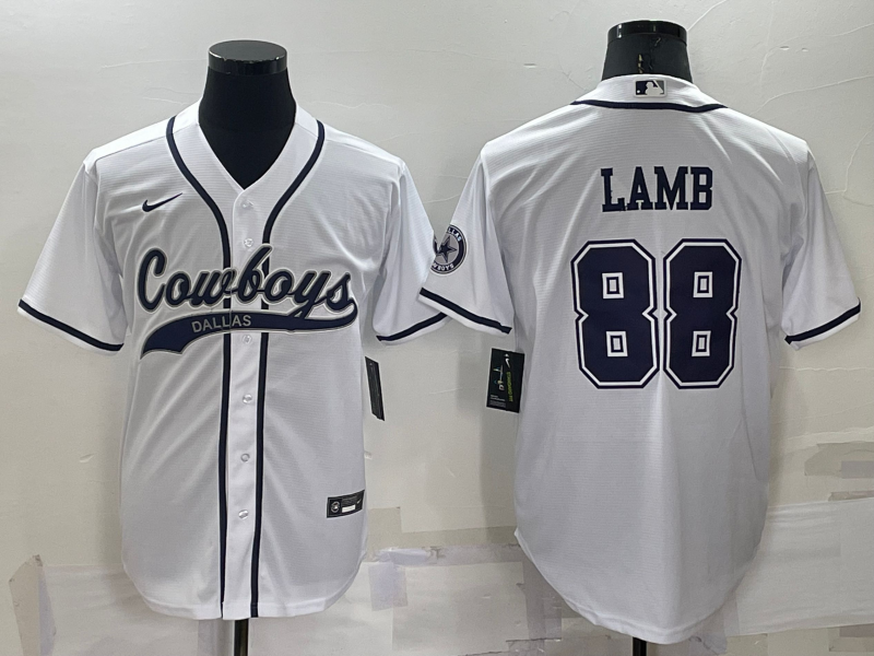 Men's Dallas Cowboys #88 CeeDee Lamb White Cool Base Stitched Baseball Jersey Men's Dallas Cowboys #88 CeeDee Lamb White Cool Base Stitched Baseball Jersey
